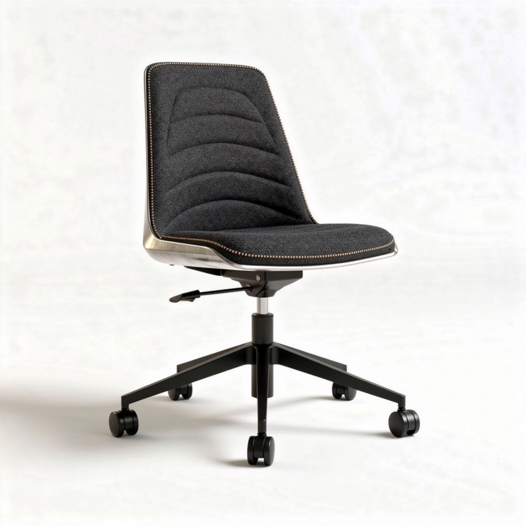 Bureaustoel met grijze stoffering en witte basis 60 x 60 x 85cm
