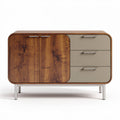 Houten dressoir met metalen poten en drie lades 80 x 40 x 75cm