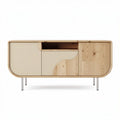 Dressoir van hout met deuren en open vak 150 x 40 x 70cm naturel en beige