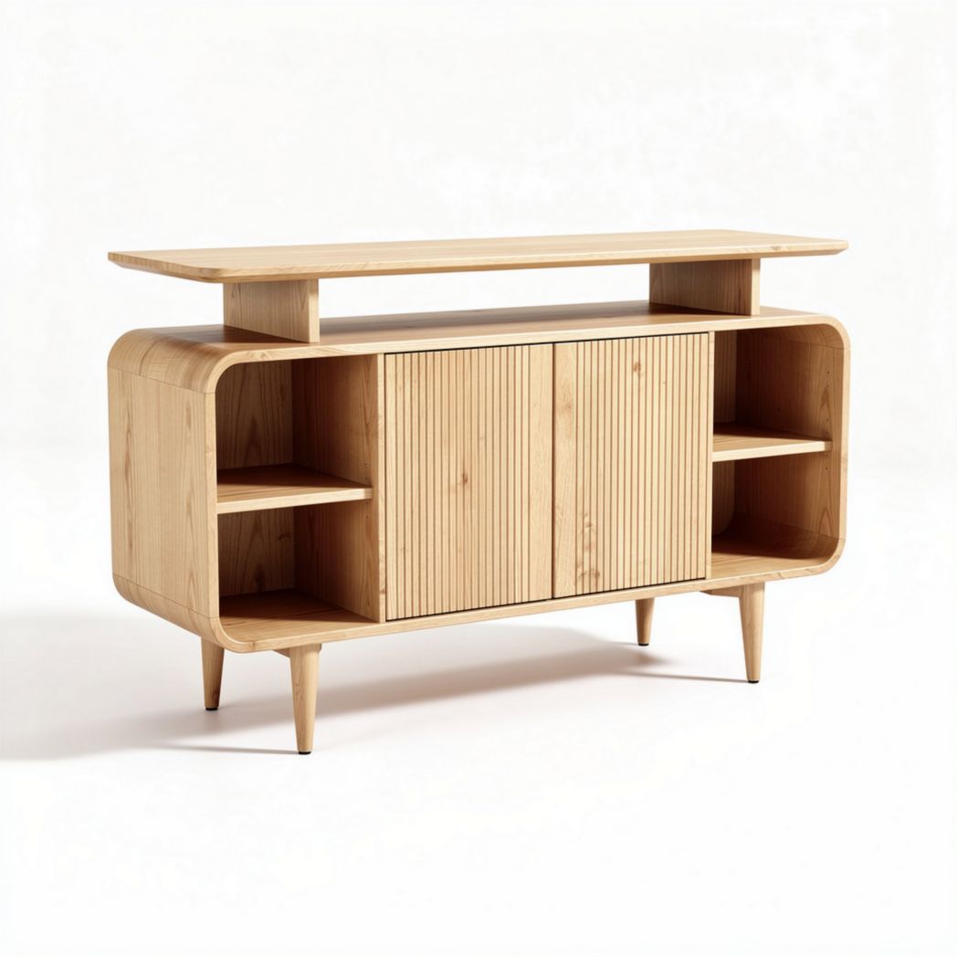 Houten tv-meubel met open vakken en gesloten kast 120 x 45 x 80 cm