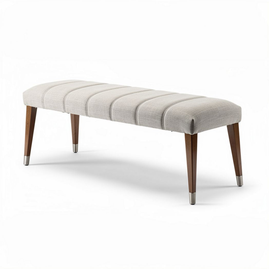 Houten bank met stoffen bekleding 120 x 35 x 45cm voor woonkamergebruik