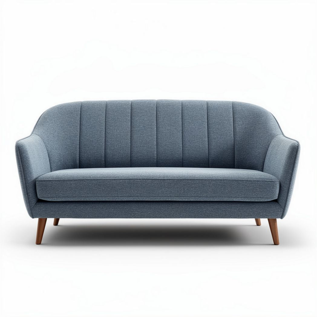 Tweezitter bank van stof in licht grijs met afmetingen 180 x 90 x 95cm