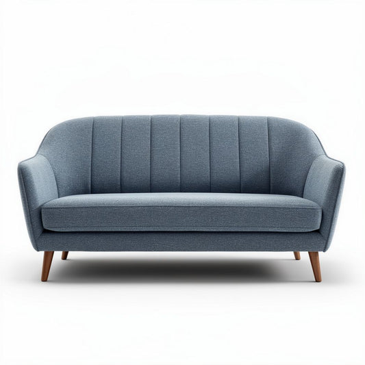 Tweezitter bank van stof in licht grijs met afmetingen 180 x 90 x 95cm