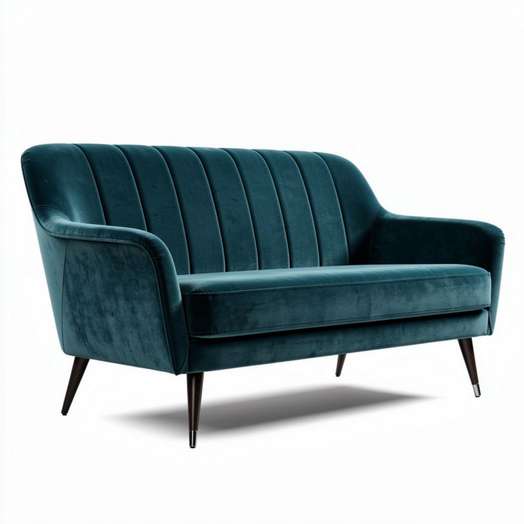 Bank van fluweel in groen met retro design 150 x 80 x 70cm