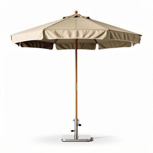 Parasoll met houten steel en duurzame polyester doek in beige 200 x 200 x 250cm