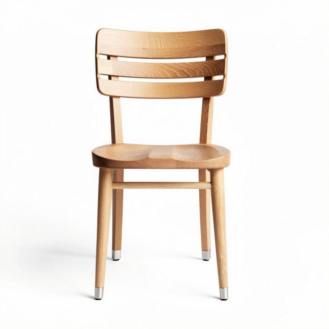 Houten eetstoel met open rugleuning en metalen poten 45 x 45 x 85cm